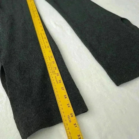 Charcoal Knit Wool High-Waisted Pants Flare Slit Le Ore Comfort Size S - Picture 8 of 11
